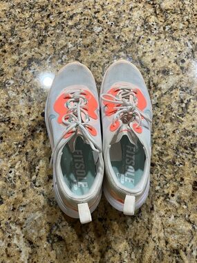 Nike Women’s Light Gray Sneakers with Coral Accents